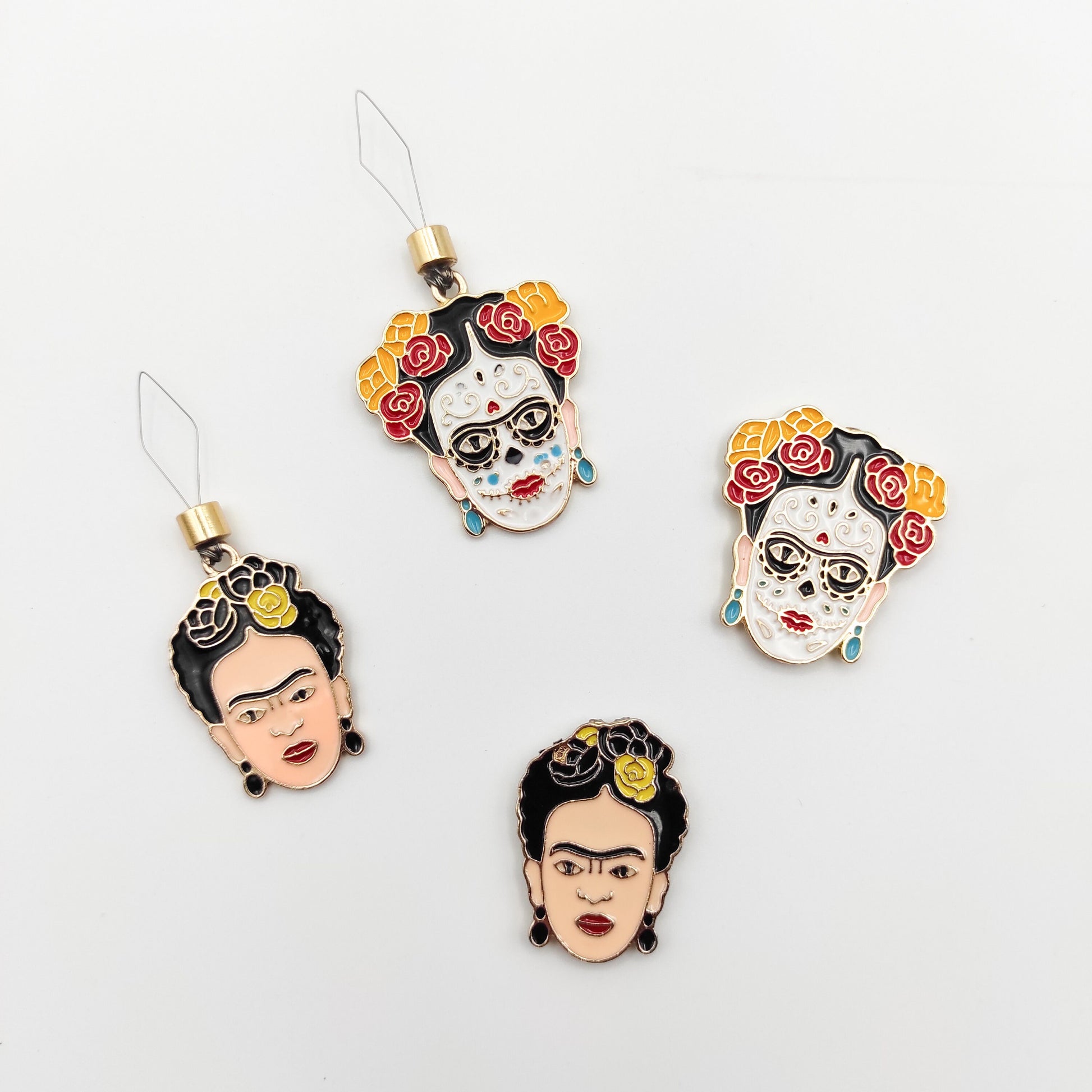 Feminist Frida Enamel Needle Minder, Needle Threader for Embroidery/ Cross Stitch/Needle work/Needlecraft/Sewing.