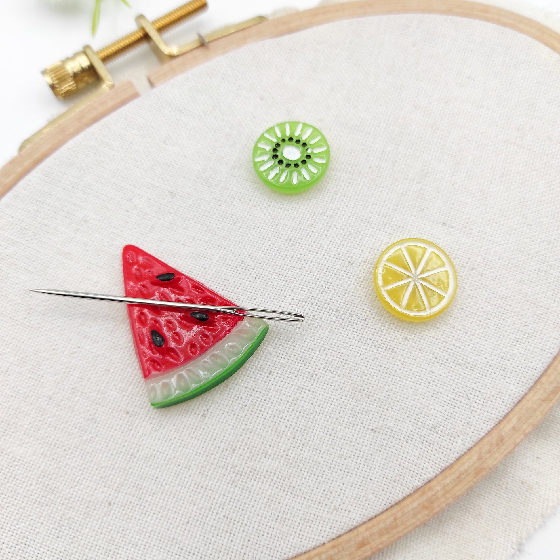 Fruit Resin needle minders, Needle Minders for Embroidery, Cross Stitch, Needlework, Needlepoint tools, Needle Keeper