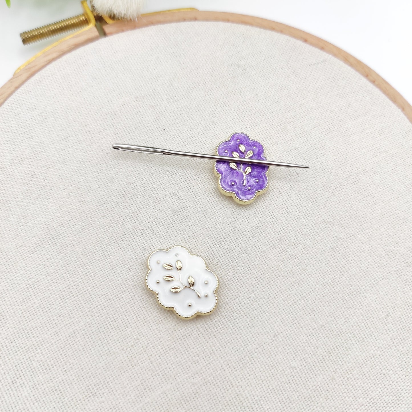 Small Floral needle minders, Cute Tiny Needle Minder for Embroidery, Cross Stitch, Needle work, needlecraft projects and sewing.