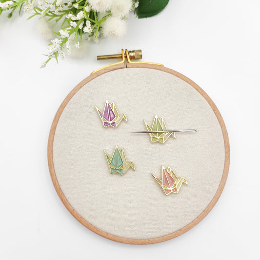 Paper Crane needle minders, Needle Minder for Embroidery, Cross Stitch, Needle work, Needle point tools