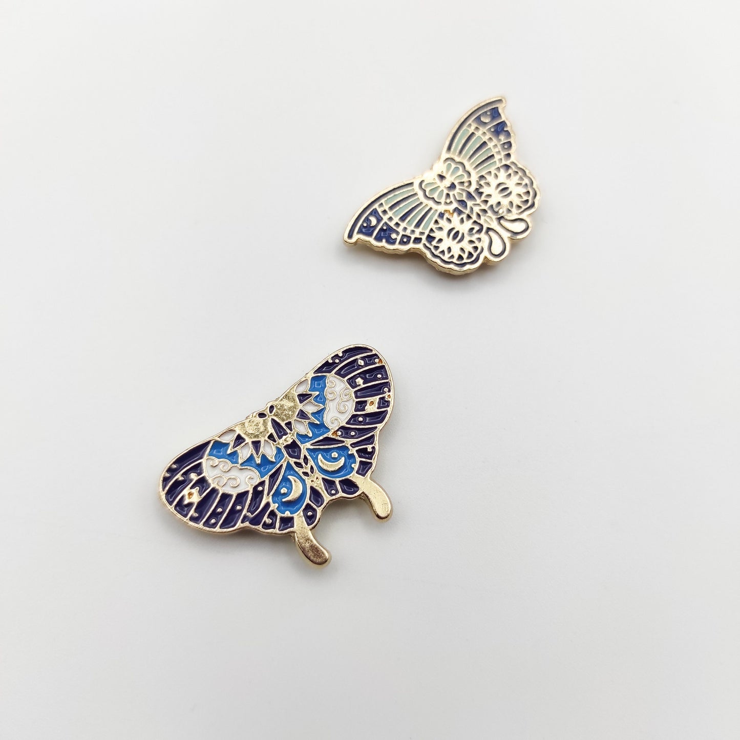 Moth/Butterfly enamel needle minders, Needle Minder for Embroidery, Cross Stitch, Needle work, needlecraft projects and sewing.