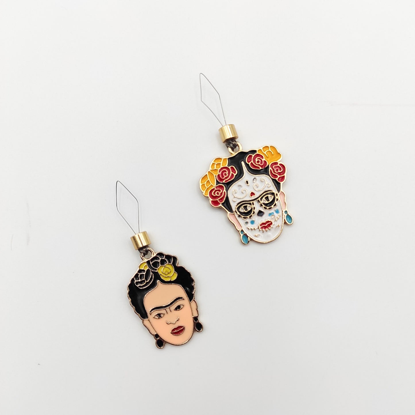 Feminist Frida Enamel Needle Minder, Needle Threader for Embroidery/ Cross Stitch/Needle work/Needlecraft/Sewing.