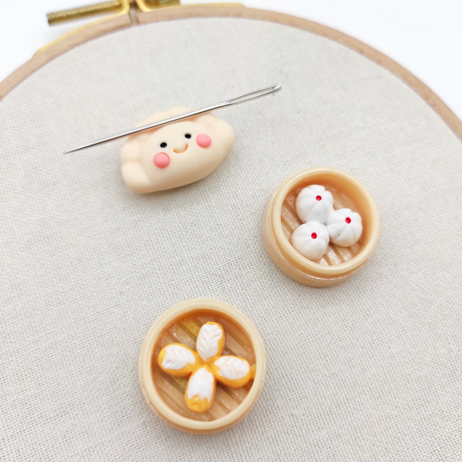 Dim Sum Resin needle minders, Needle Minders for Embroidery, Cross Stitch, Needlework, Needlepoint tools, Needle Keeper