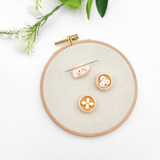 Dim Sum Resin needle minders, Needle Minders for Embroidery, Cross Stitch, Needlework, Needlepoint tools, Needle Keeper