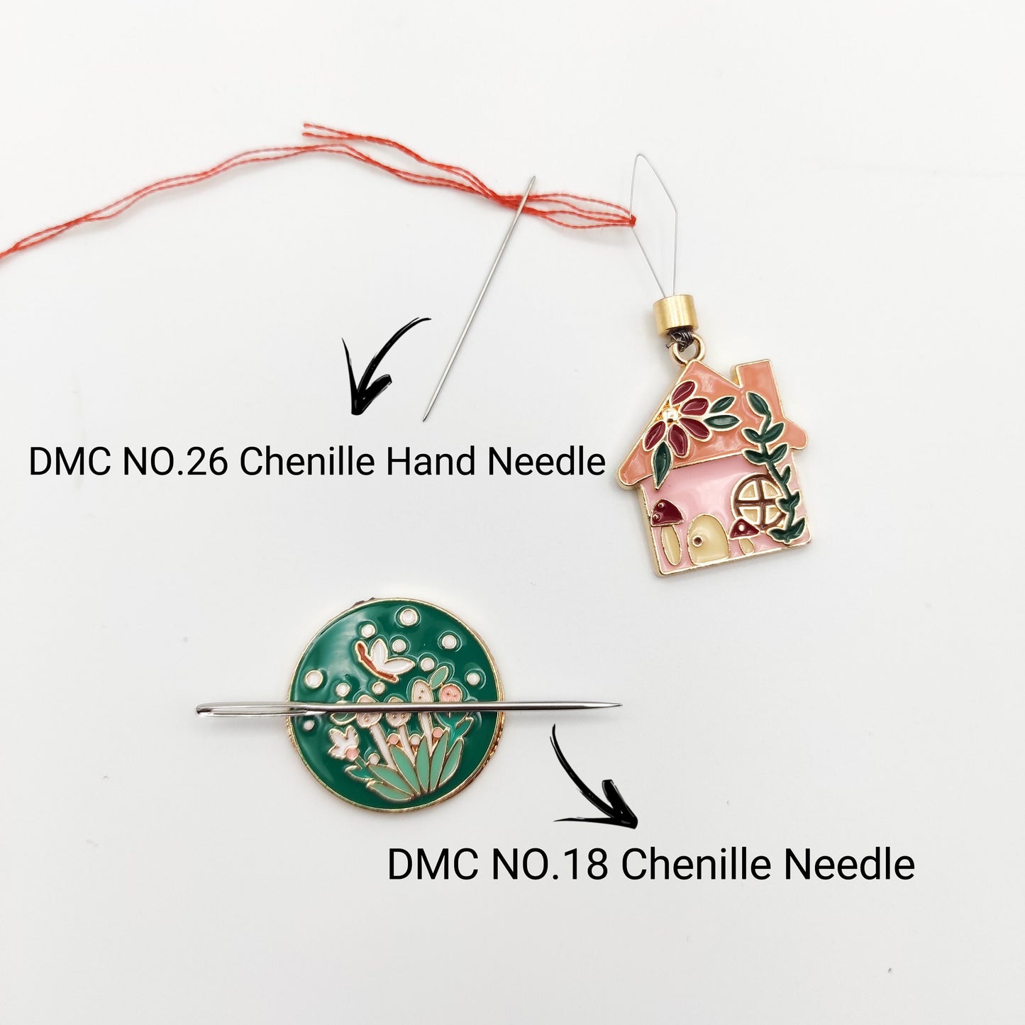 Floral Enamel Needle Minder, Needle Threader, Garden Needle Minder/ Threader for Embroidery/ Cross Stitch/Needle work/Needlecraft/Sewing.