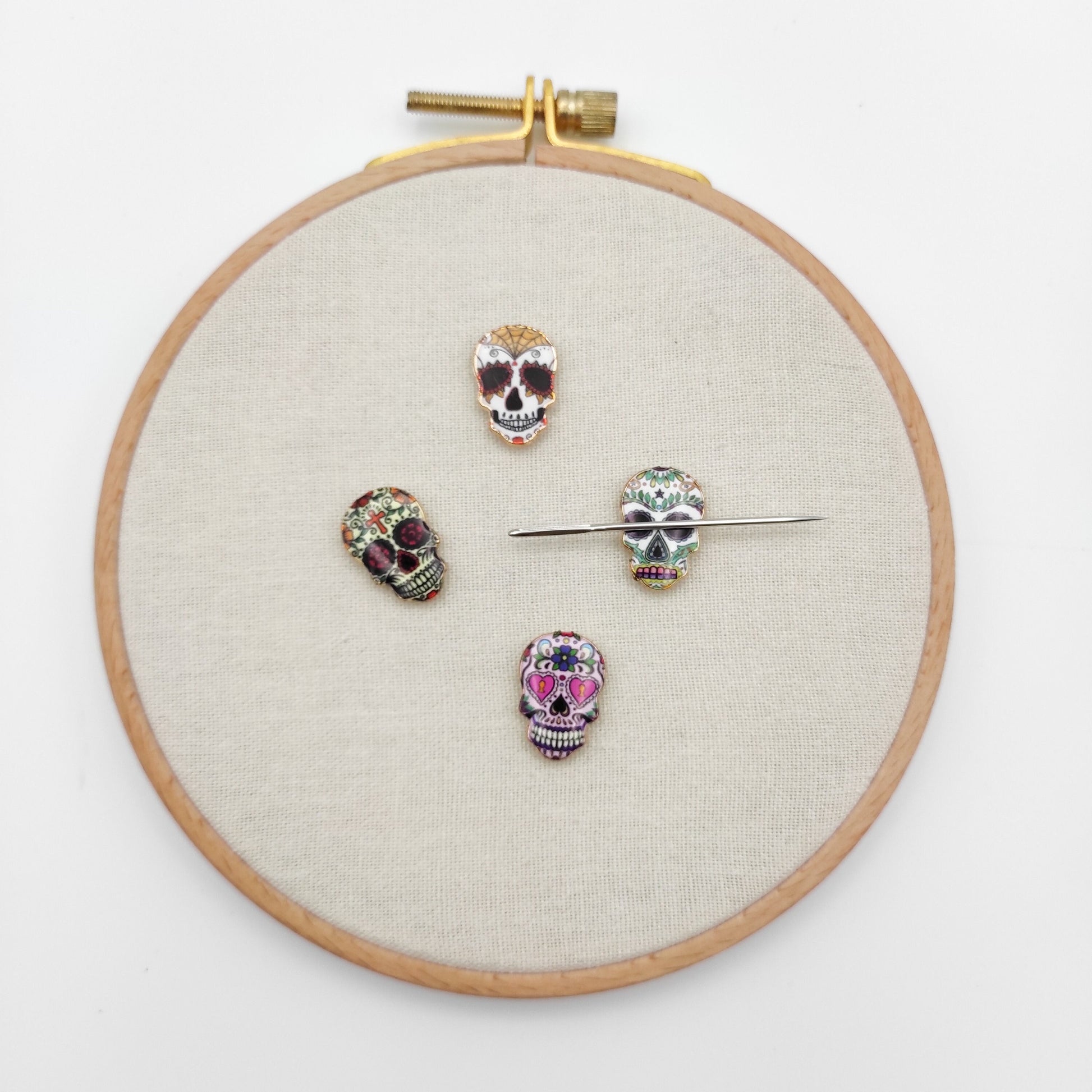 Calavera needle minders, Small Needle Minder for Embroidery, Cross Stitch, Needle work, Needle point tools