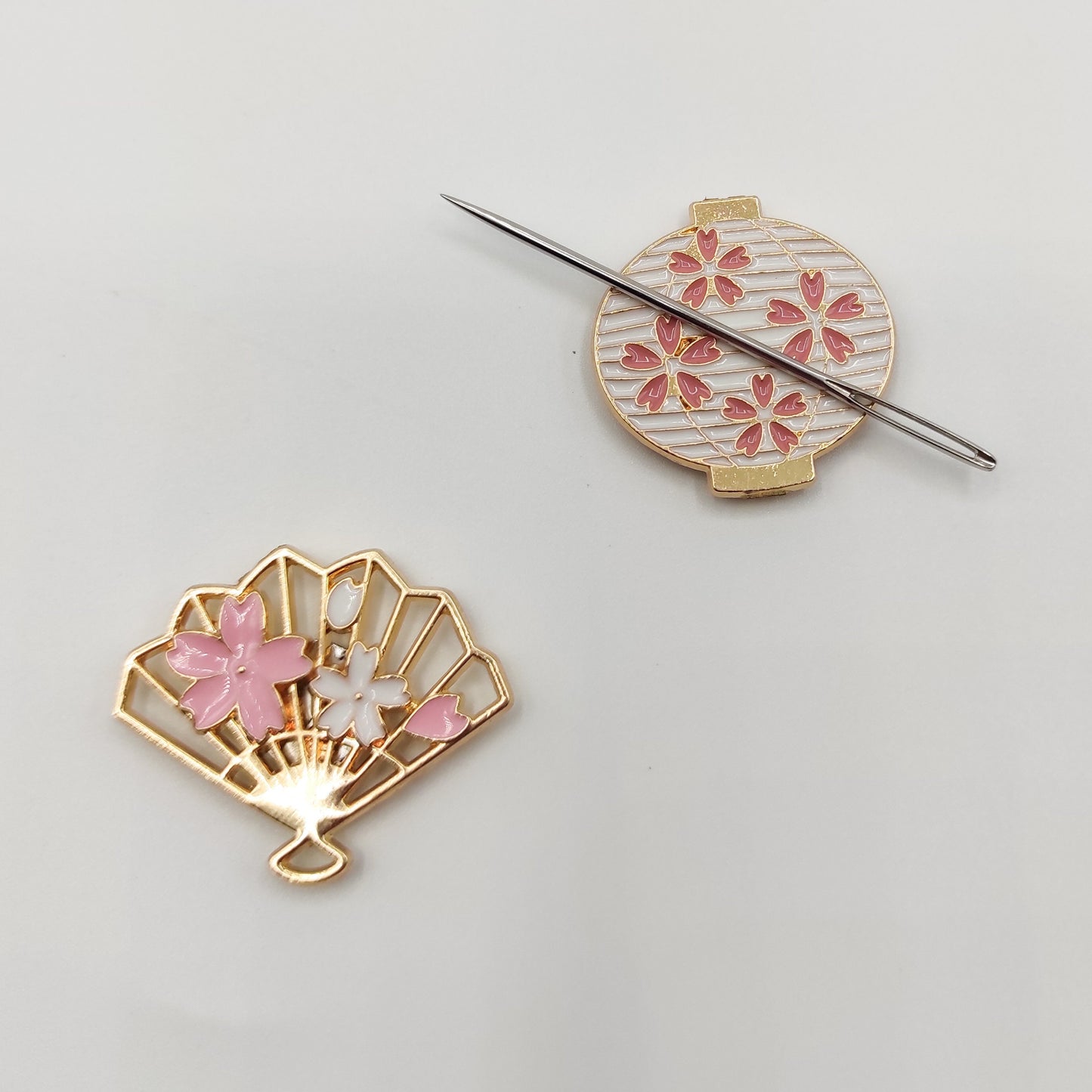 Cherry Blossoms Enamel needle minders, Needle Minder for Embroidery, Cross Stitch, Needle work, Needle point tools