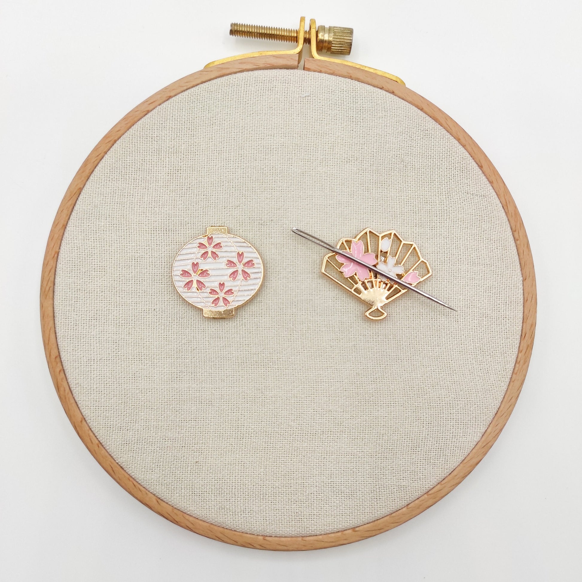 Cherry Blossoms Enamel needle minders, Needle Minder for Embroidery, Cross Stitch, Needle work, Needle point tools