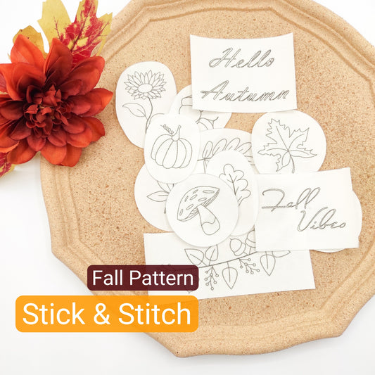 Fall Stick & Stitch embroidery patterns, DIY embroidery floral patterns for clothes/bags/kitchen towel/pillowcase/hoop art