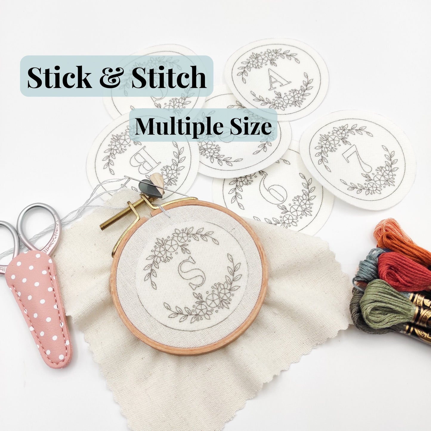 Personalized embroidery stick and stitch pattern, DIY beginner embroidery floral patterns for clothes/bags/kitchen towel/pillow case