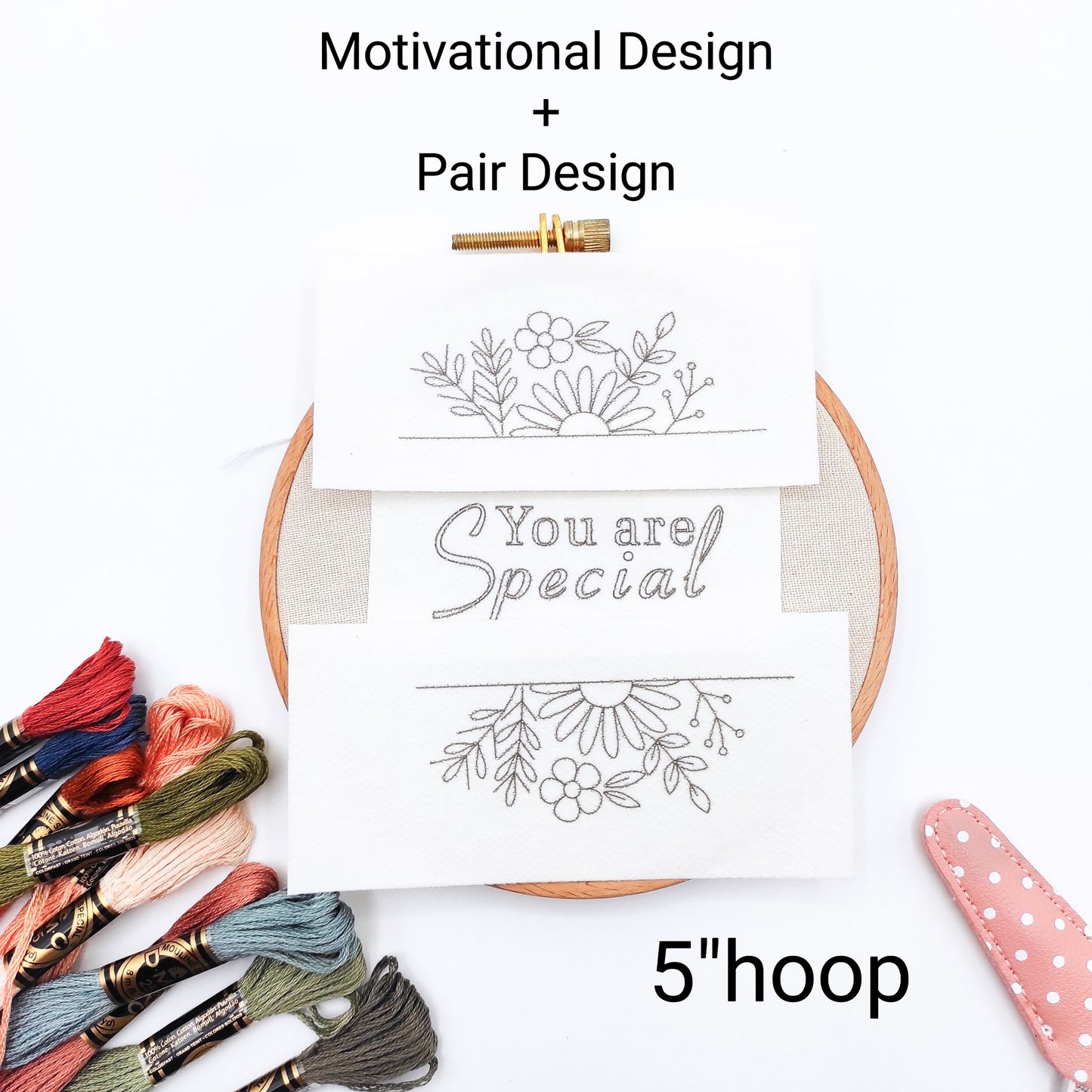 Pair Stick & Stitch hand embroidery patterns for clothes/pants/pocket/personalized hoop, DIY beginner embroidery patterns