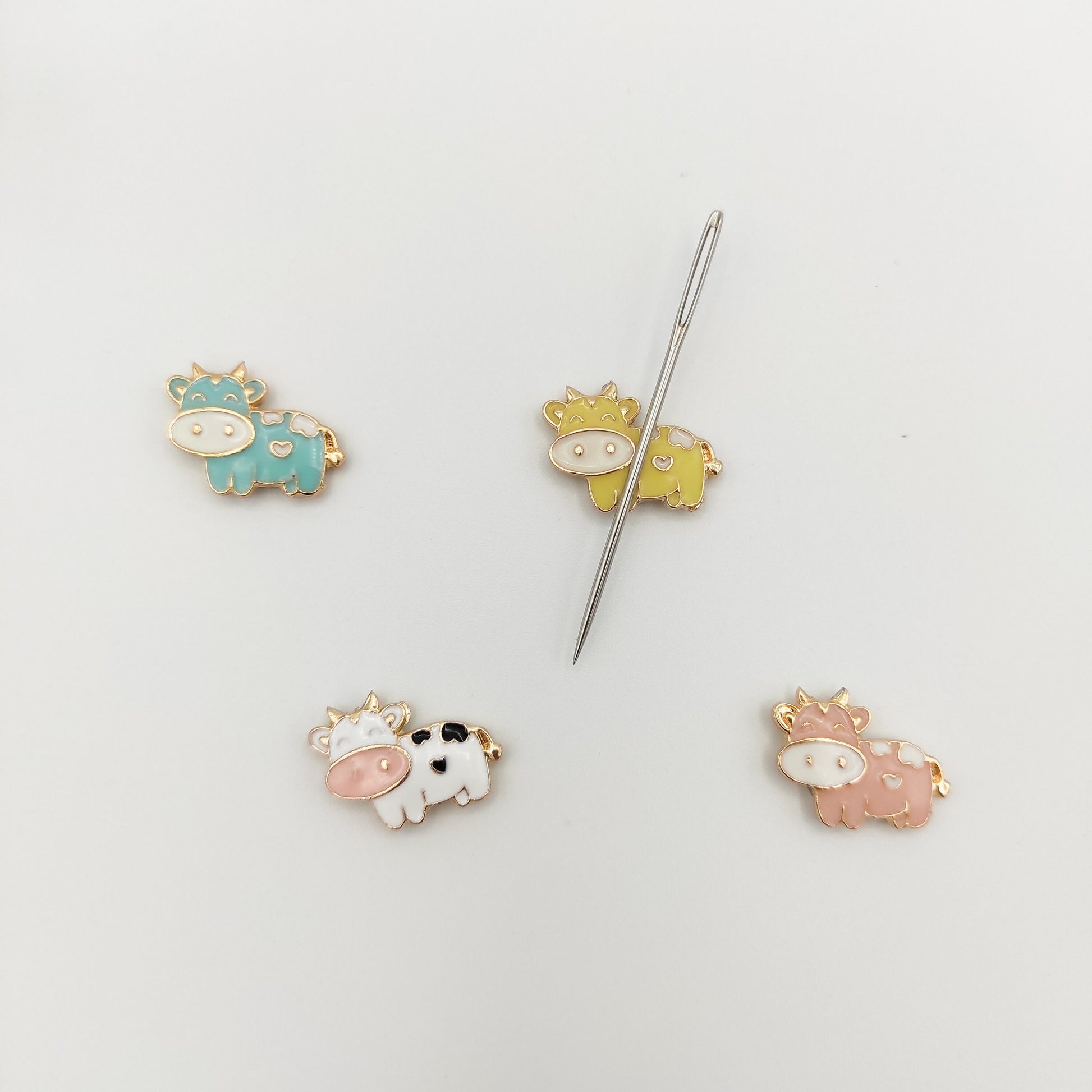 Cow enamel needle minders, Small Needle Minder for Embroidery, Cross Stitch, Needle work, Needle point tools