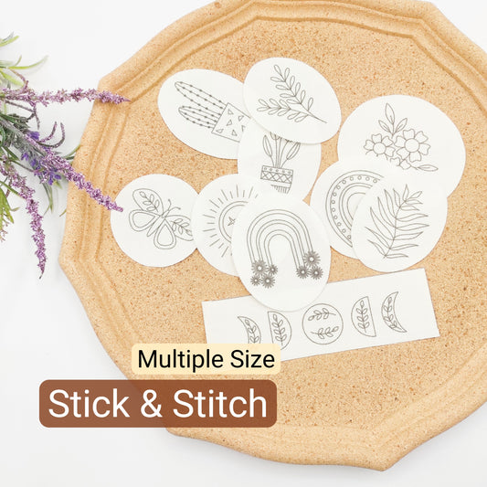 BOHO Life Stick & Stitch hand embroidery patterns, Multiple sizes of DIY embroidery patterns for clothes/bags/kitchen towel/pillow case