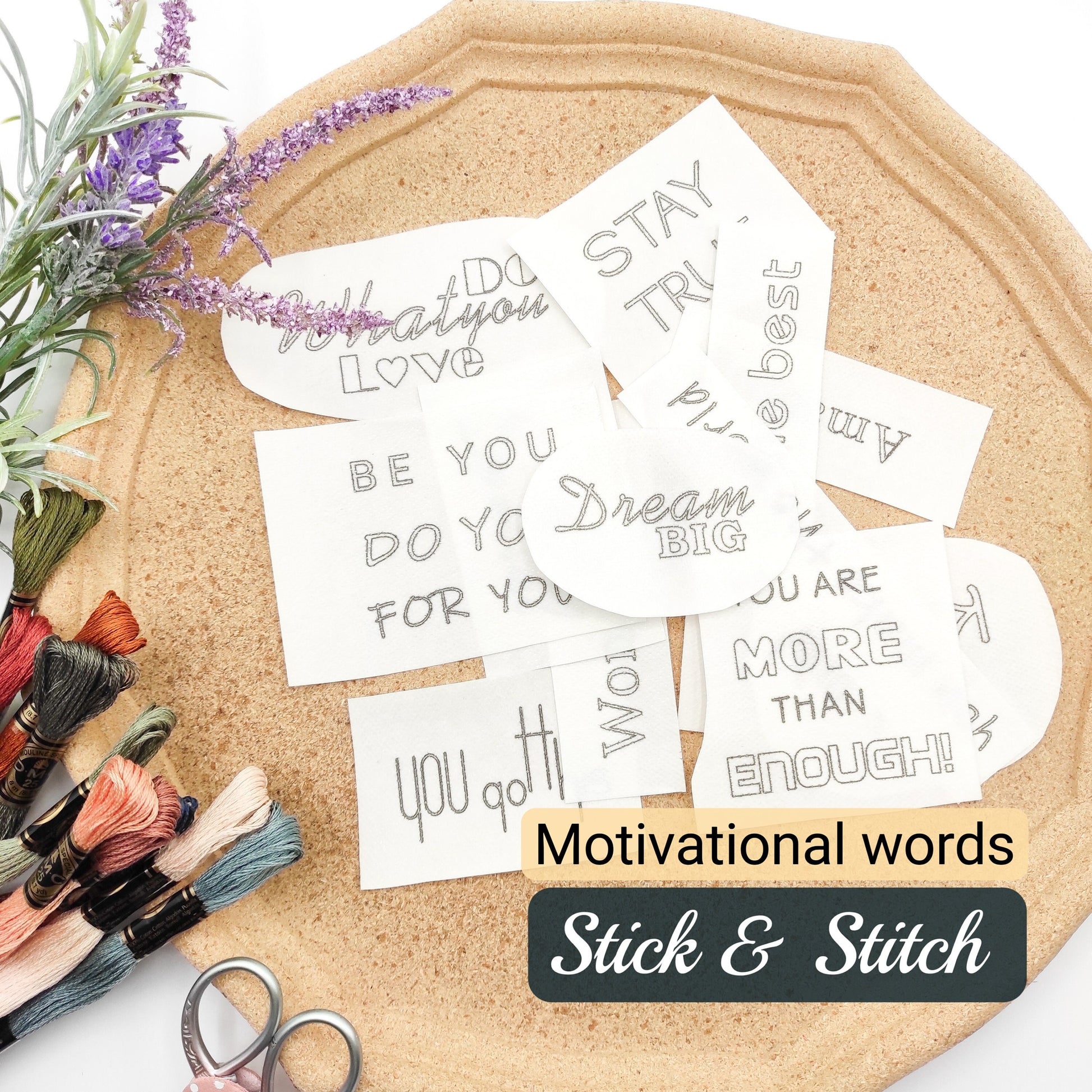 Motivational Stick & Stitch hand embroidery patterns, DIY embroidery patterns for clothes/bags/kitchen towel/pillow case