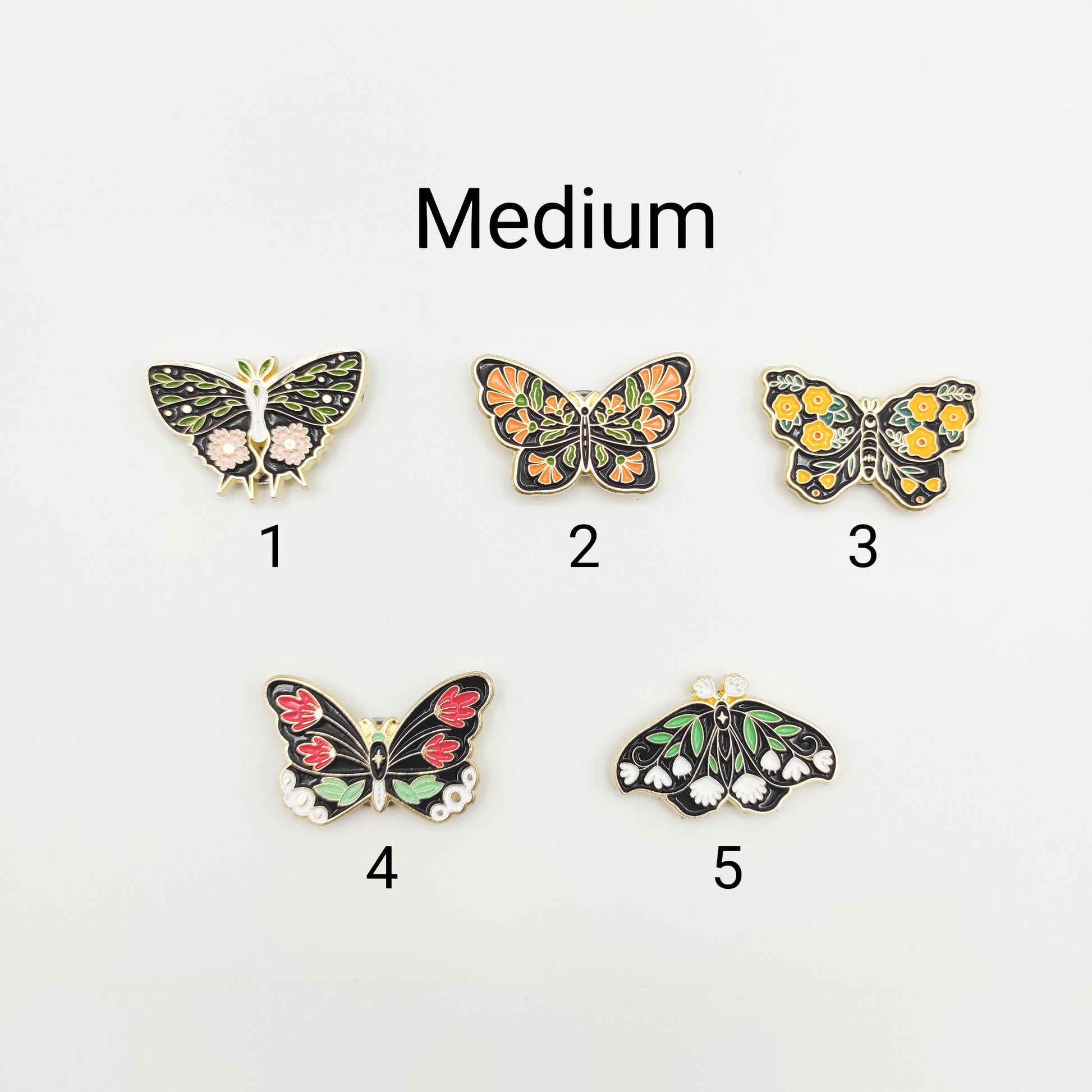 Floral Butterfly enamel needle minders, Needle Minder for Embroidery, Cross Stitch, Needle work, needlecraft projects and sewing.