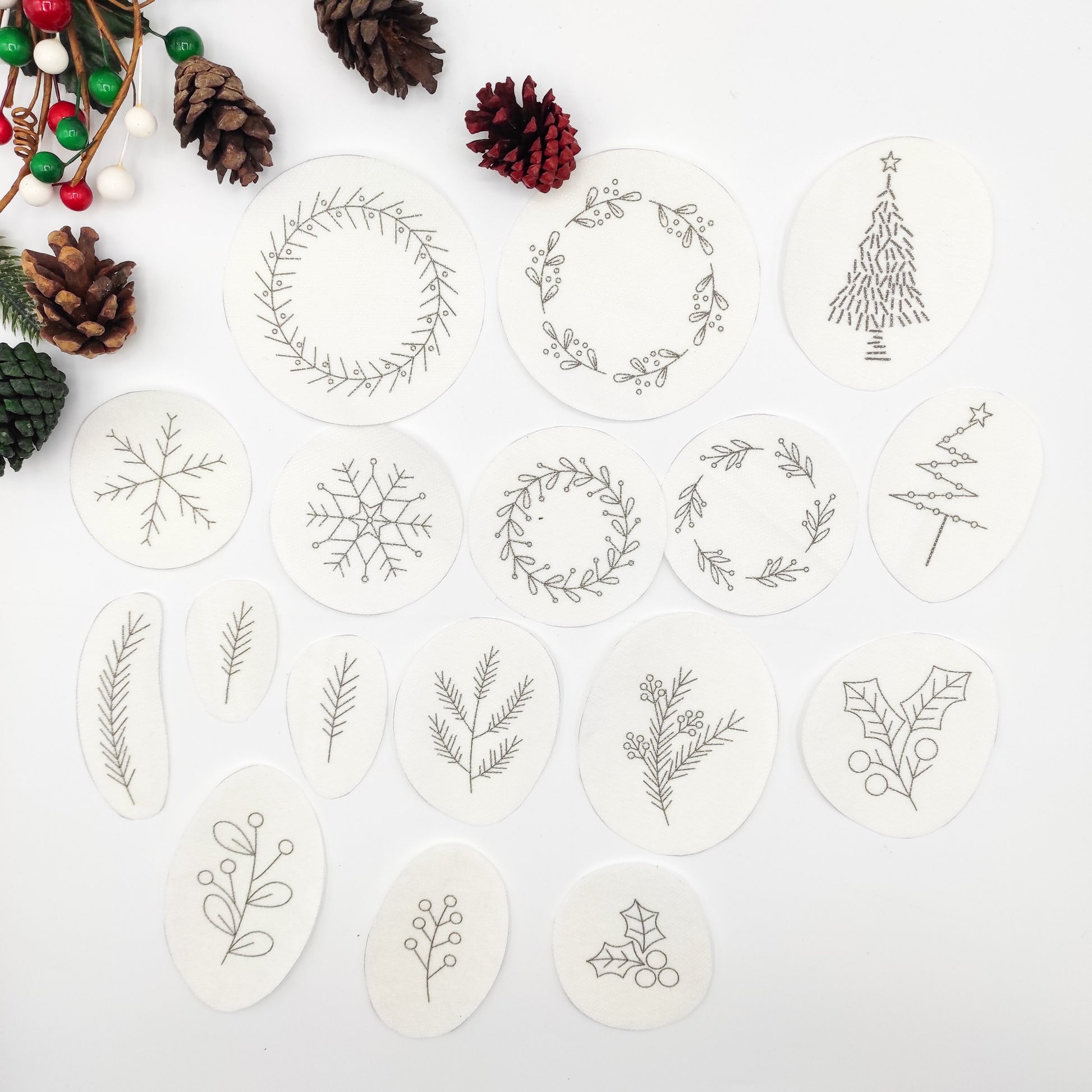 Christmas Stick & Stitch embroidery patterns, DIY embroidery patterns for felt ornaments