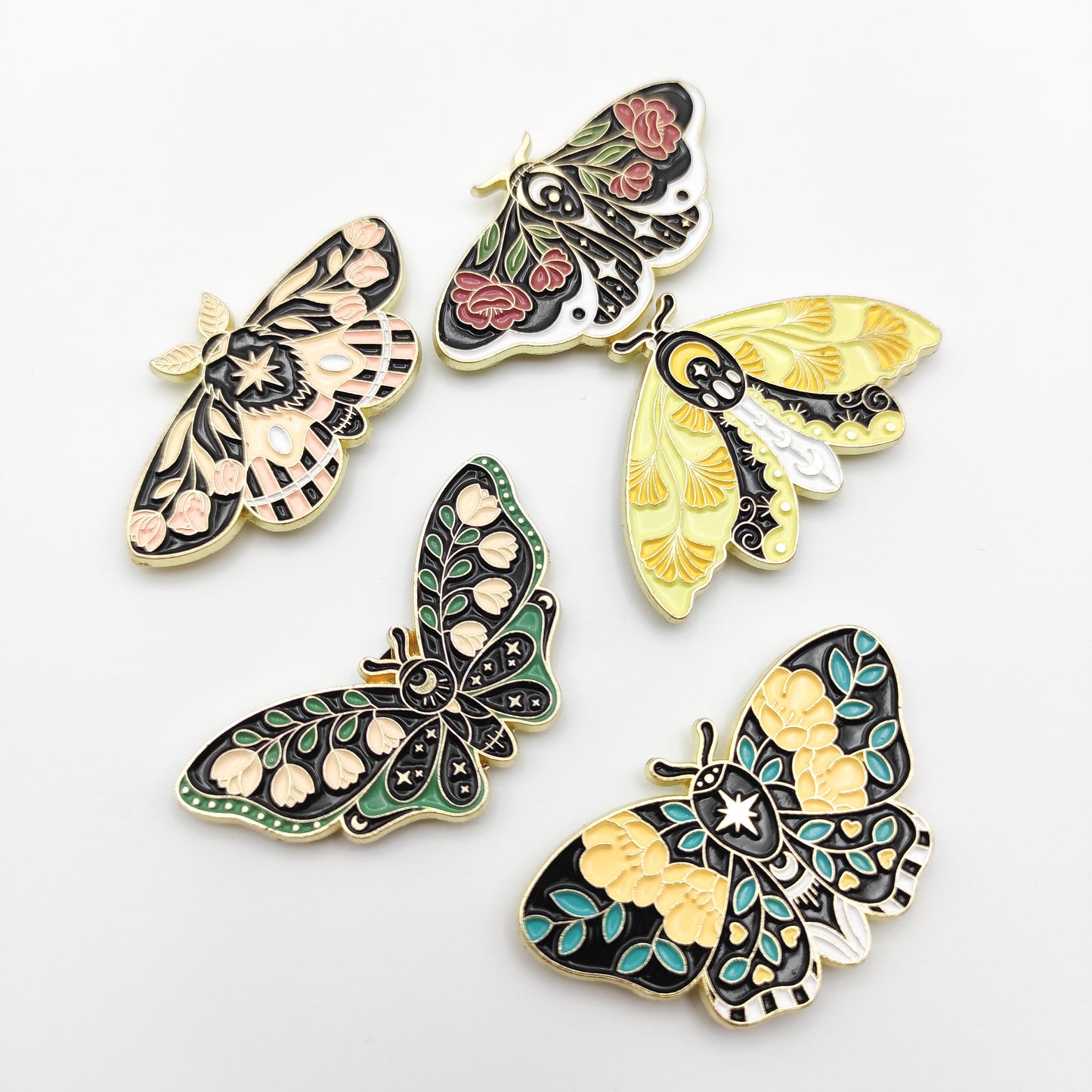 Floral Butterfly enamel needle minders, Needle Minder for Embroidery, Cross Stitch, Needle work, needlecraft projects and sewing.