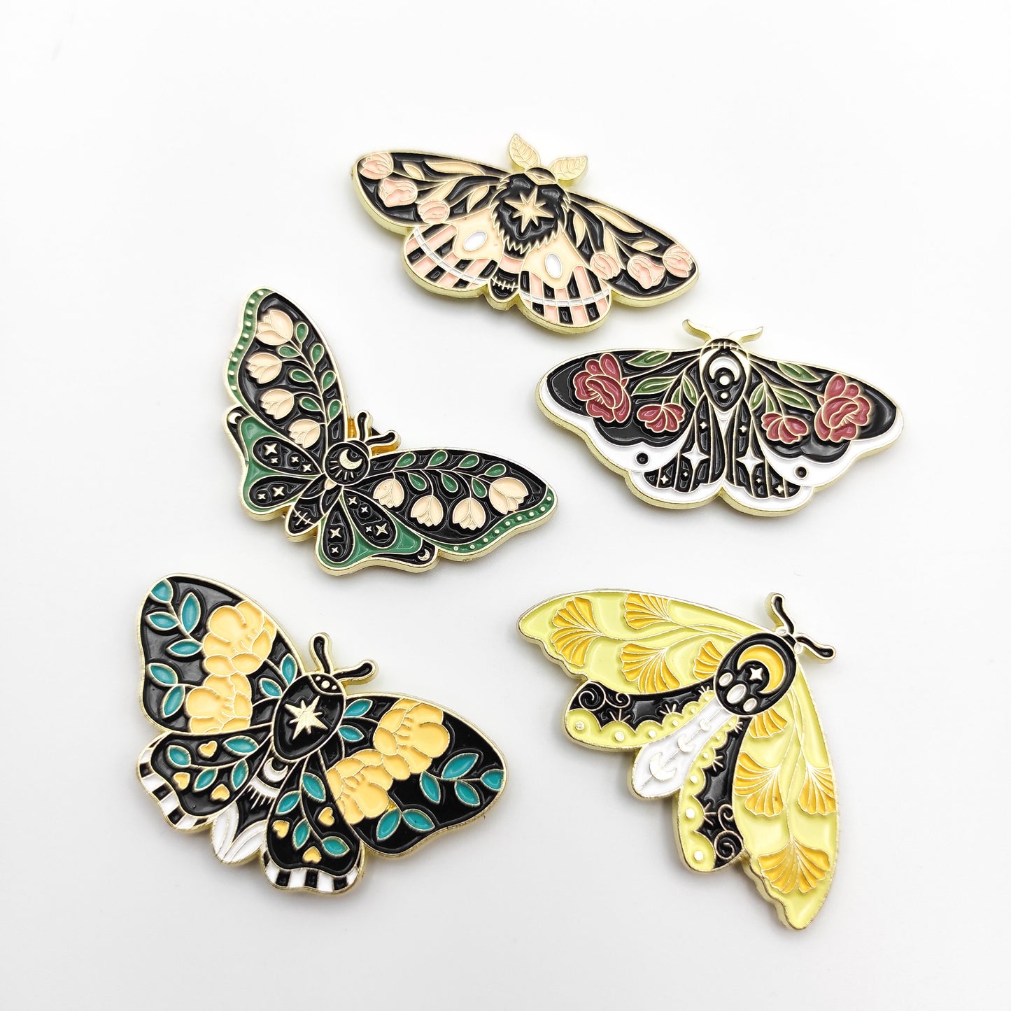 Floral Butterfly enamel needle minders, Needle Minder for Embroidery, Cross Stitch, Needle work, needlecraft projects and sewing.