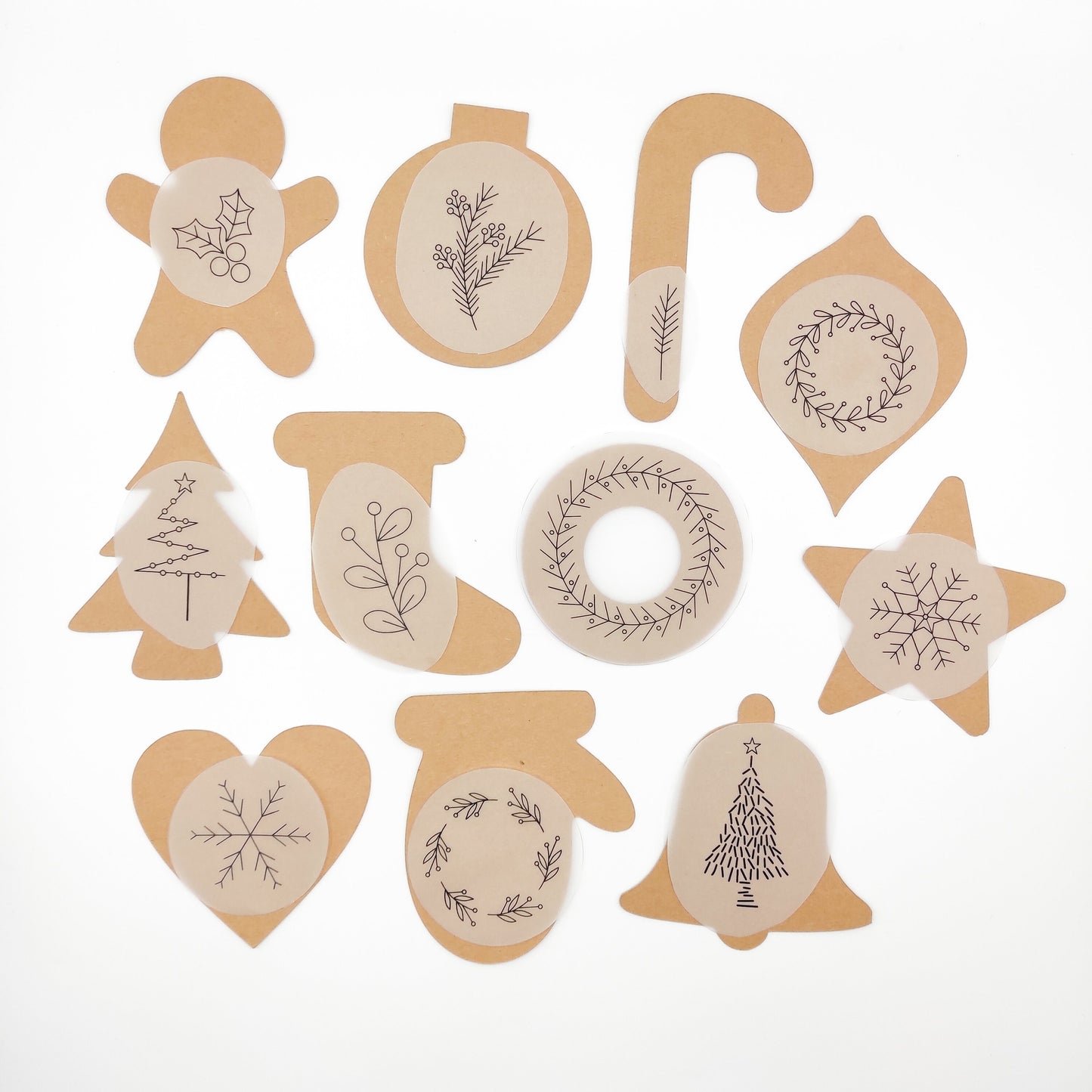 Christmas Stick & Stitch embroidery patterns, DIY embroidery patterns for felt ornaments