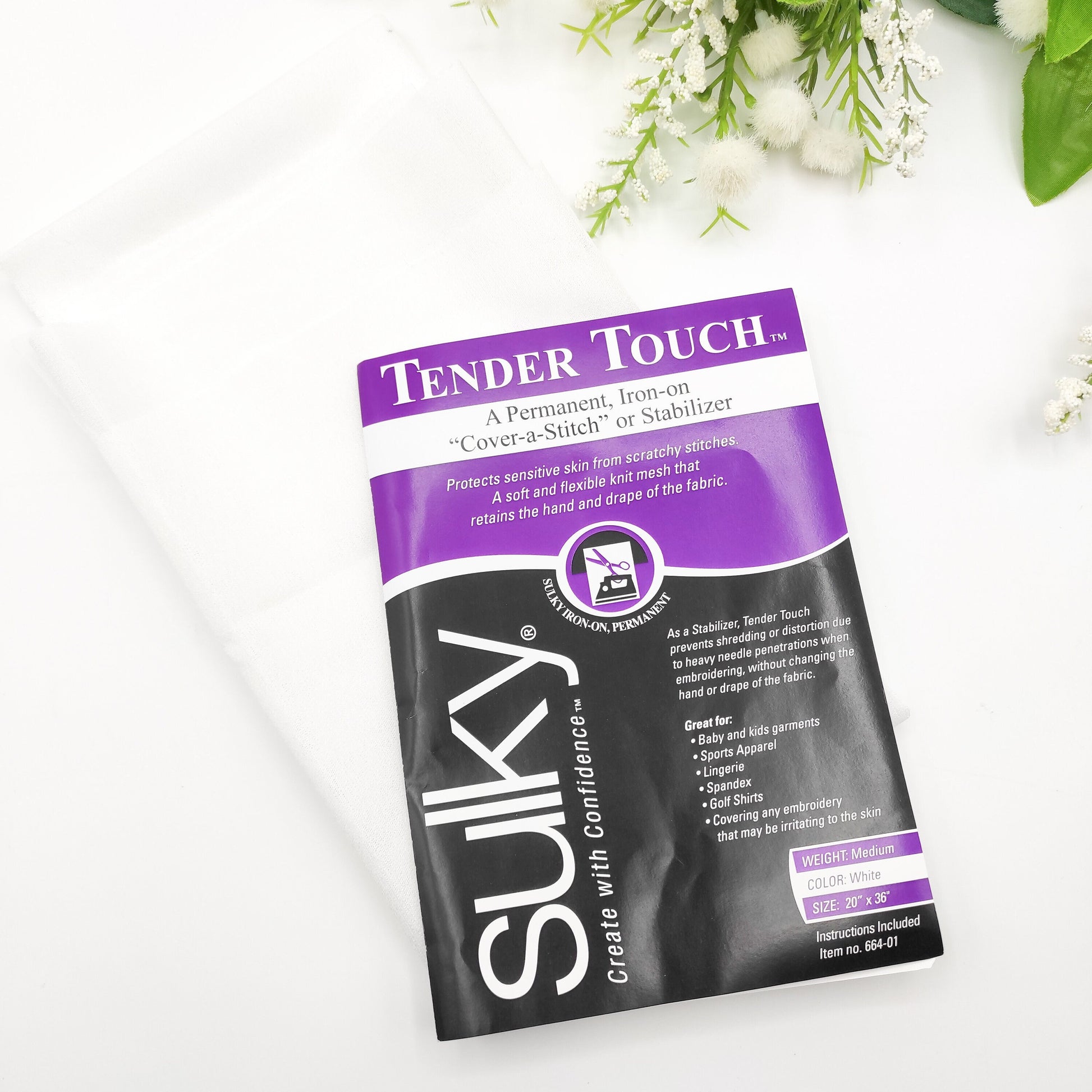 Sulky Tender Touch stabilizer, Cover and Secure the back of the stitches