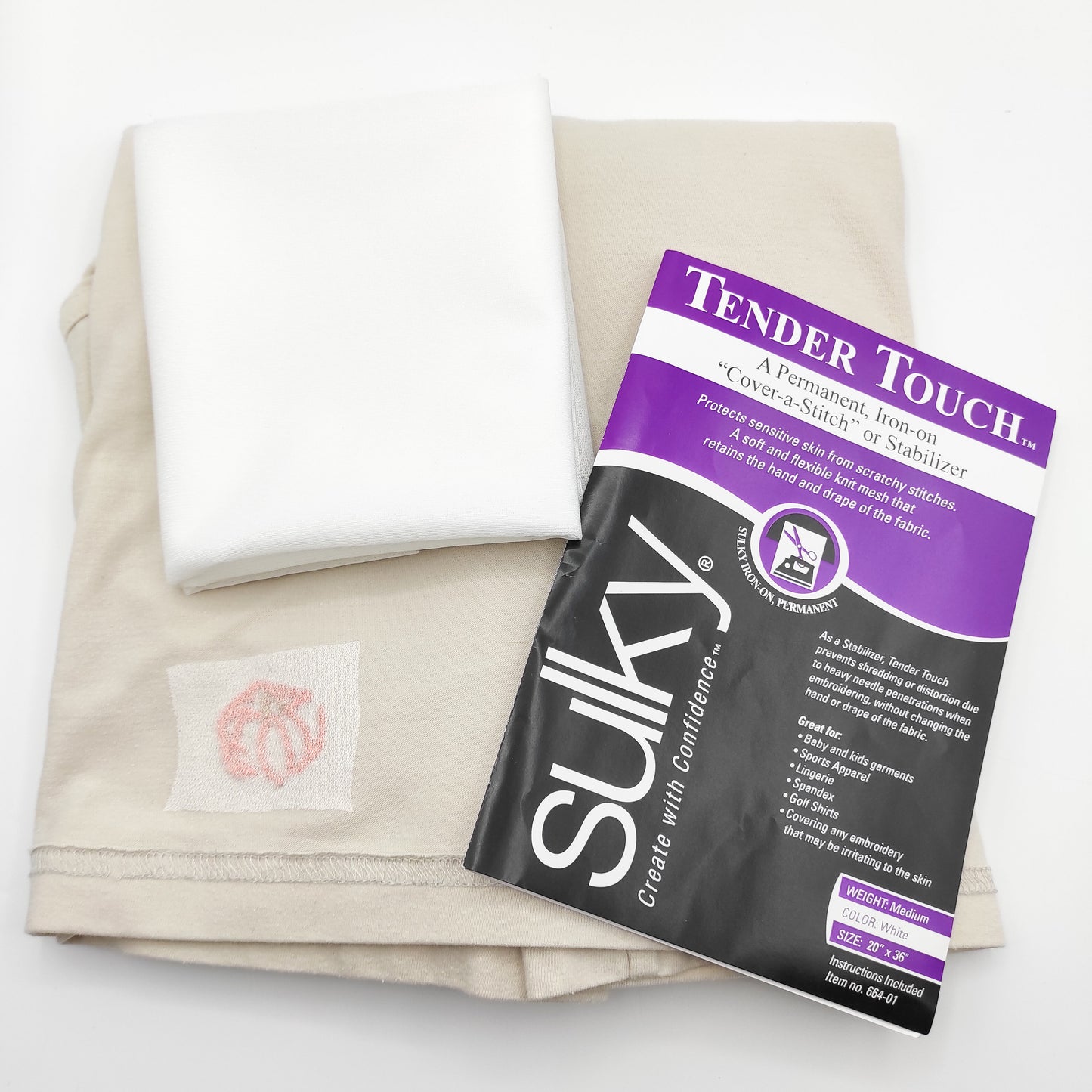 Sulky Tender Touch stabilizer, Cover and Secure the back of the stitches