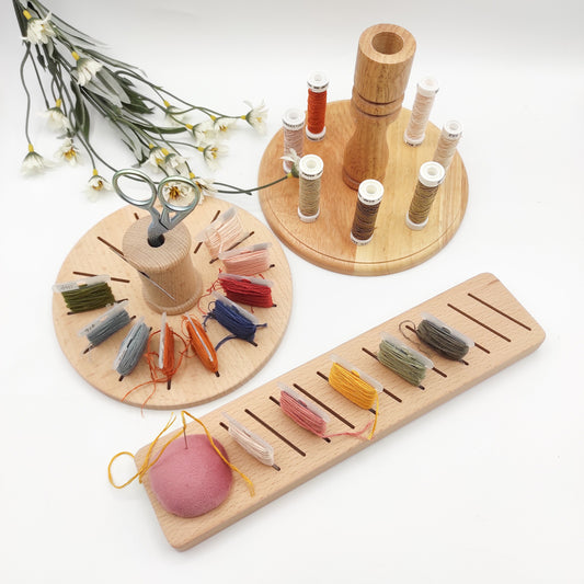 Beechwood Embroidery Floss Bobbin Rack - Thread Organizer for Crafting Projects