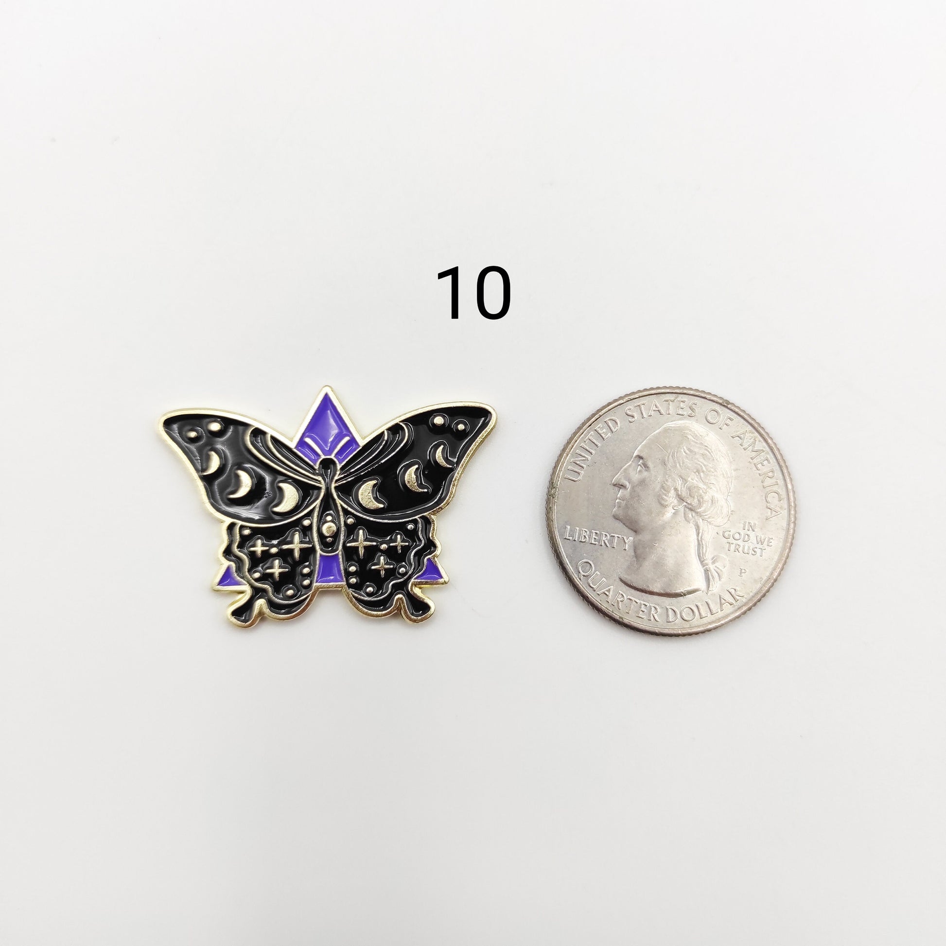 Moth/Butterfly enamel needle minders, Needle Minder for Embroidery, Cross Stitch, Needle work, needlecraft projects and sewing.