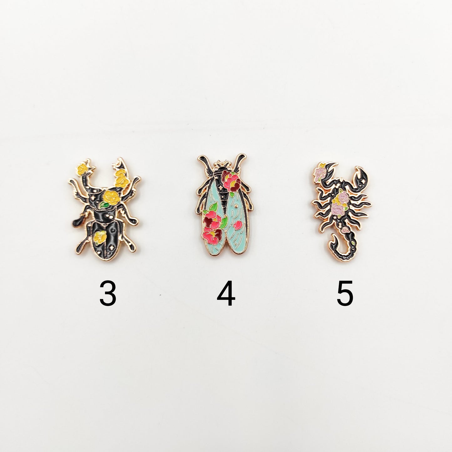 Floral insect enamel needle minders, Unique Needle Minder for Embroidery, Cross Stitch, Needle work, needlecraft projects and sewing