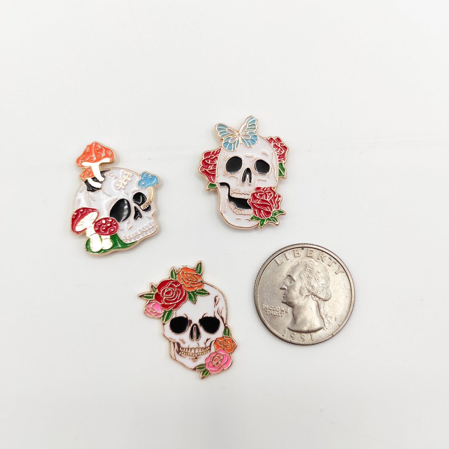 Floral Skull Minder , Needle Threader, Needle Minder/ Threader for Embroidery/ Cross Stitch/Needle work/Needlecraft/Sewing.