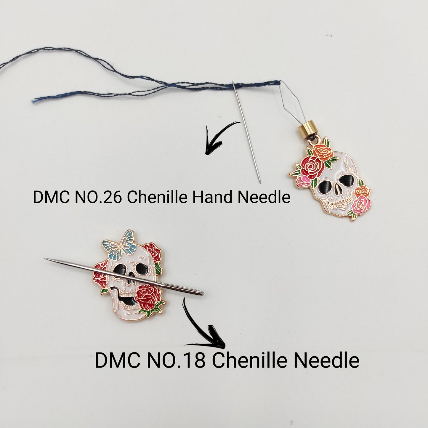 Floral Skull Minder , Needle Threader, Needle Minder/ Threader for Embroidery/ Cross Stitch/Needle work/Needlecraft/Sewing.