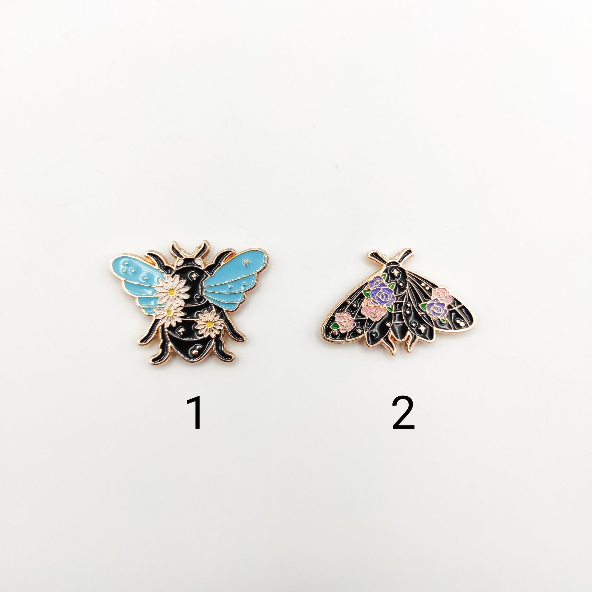 Floral insect enamel needle minders, Unique Needle Minder for Embroidery, Cross Stitch, Needle work, needlecraft projects and sewing