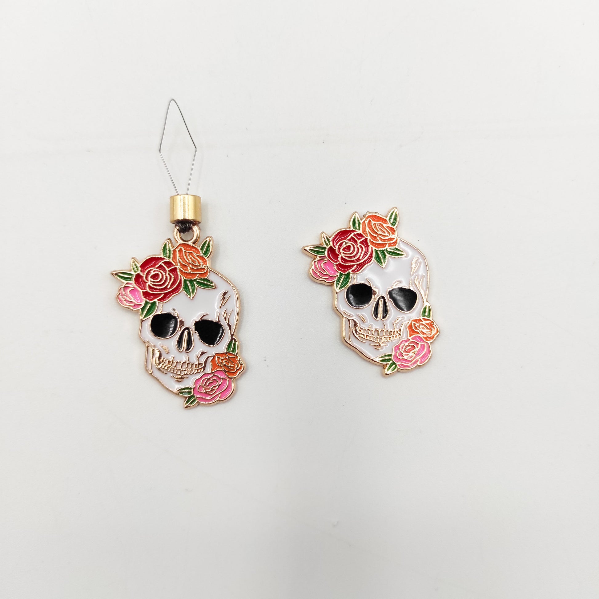 Floral Skull Minder , Needle Threader, Needle Minder/ Threader for Embroidery/ Cross Stitch/Needle work/Needlecraft/Sewing.